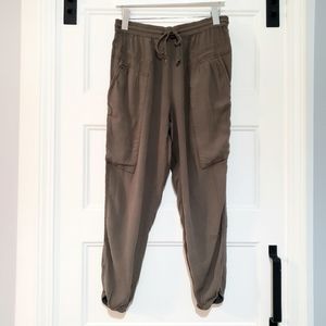 The Odells Slouch Pant Womens S Olive Green Drawstring Elastic Hem Waist